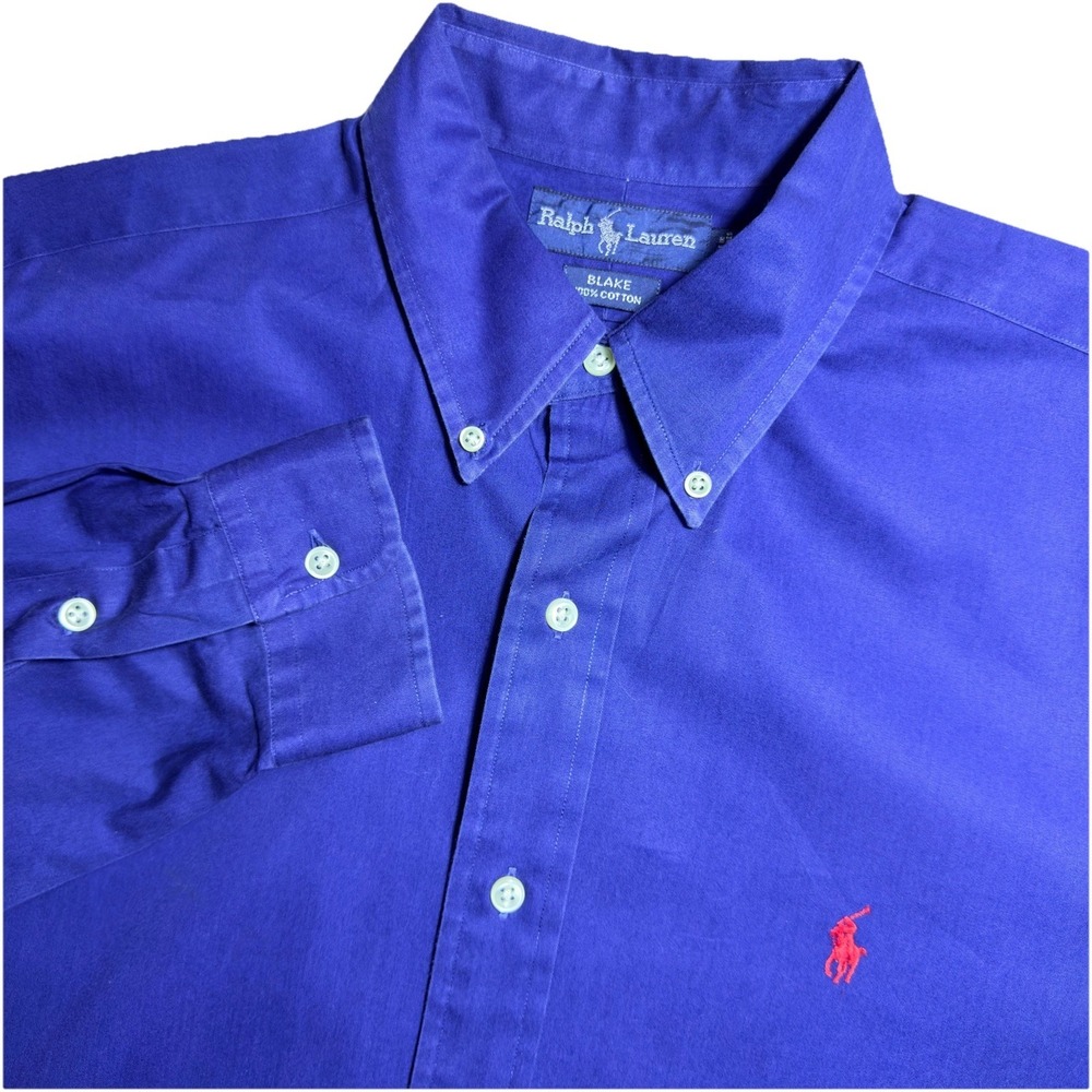 Ralph Lauren Blake Large Long-Sleeve Navy Blue  Classic Fit Preppy Work Shirt
